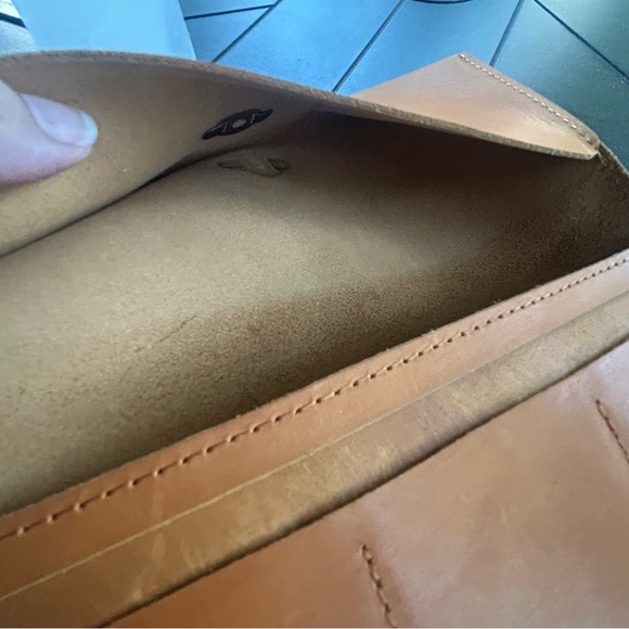 ABLE tan leather fold out ladies wallet distressed western boho chic - Picture 3 of 9